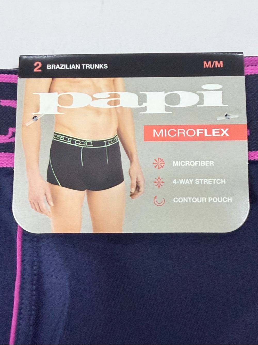 Papi Microflex Men's Boxer Briefs - Navy with Pink Trim